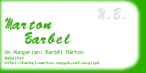 marton barbel business card