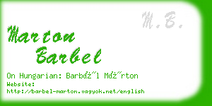 marton barbel business card